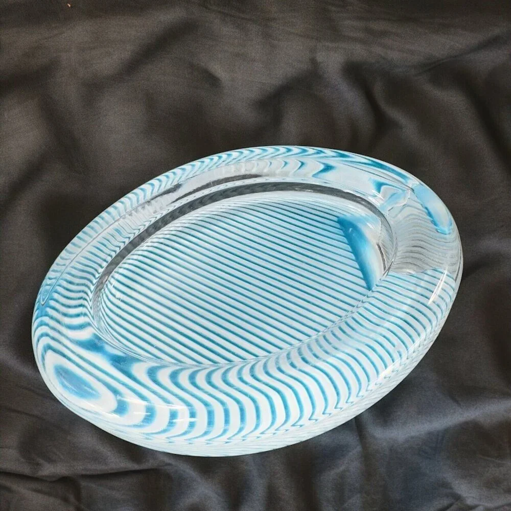 Mikasa Blue White Strips Picture Frame Polished Crystal‎ Glass Made In Japan